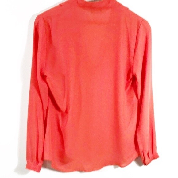 Rose & Olive Coral Split Neck Pleated Blouse - Picture 6 of 7